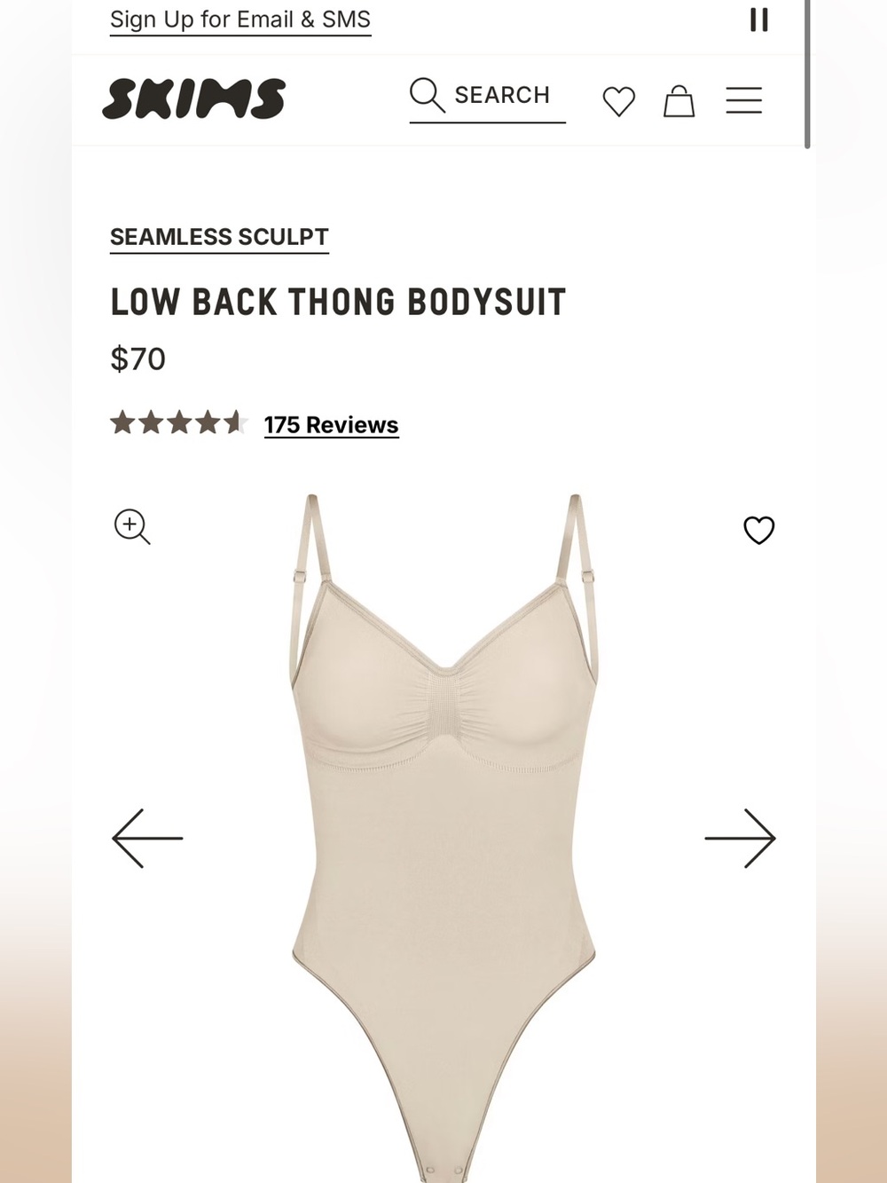 SKIMS Seamless Sculpt Low Back Thong Bodysuit — Sand